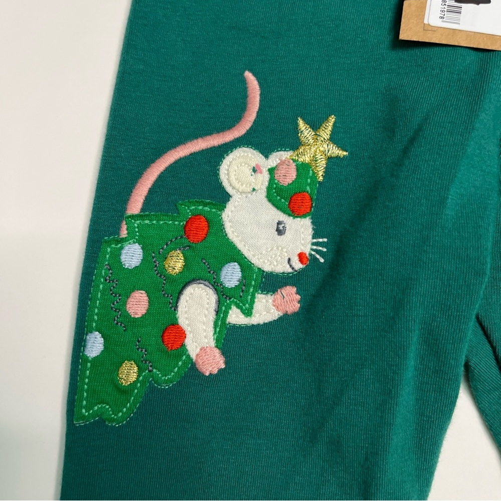 Mini Boden Appliqué Festive Green Mouse Rabbit Guinea Pig Leggings NWT - Picture 5 of 7